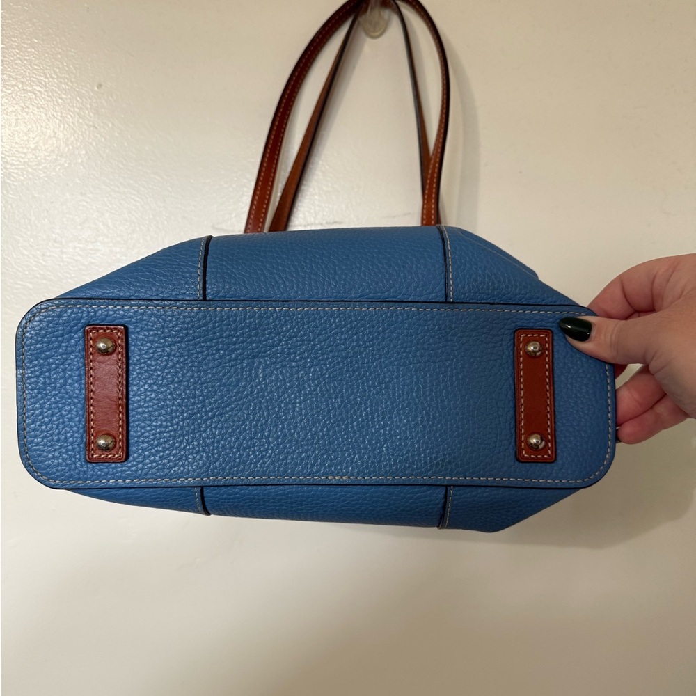 Dooney & Bourke Blue and Brown Leather Tote - Picture 8 of 12